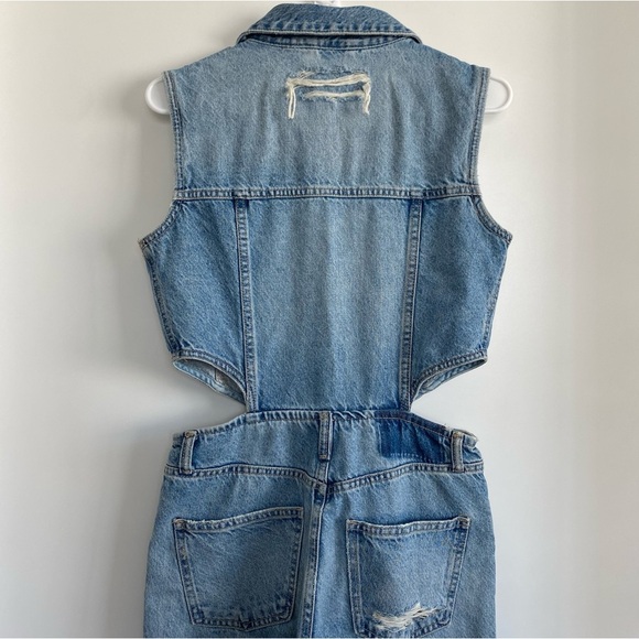 NWOT Zara Wide leg Cutout Denim Jumpsuit 26 - Picture 7 of 11